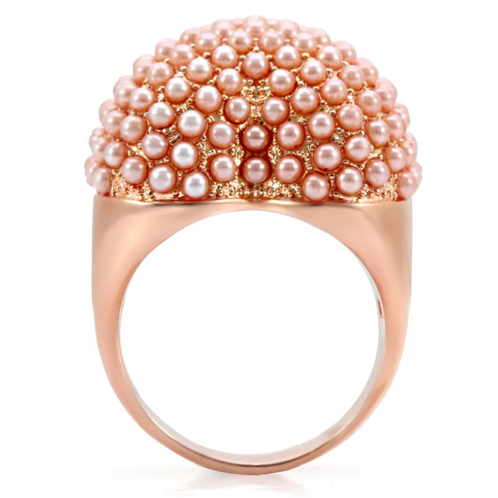 Rose Gold Brass Ring with Synthetic Pearl in Rose for Women Style 1W059