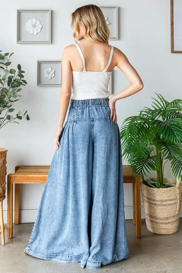 Rowan Washed Pintuck Wide Leg Pants