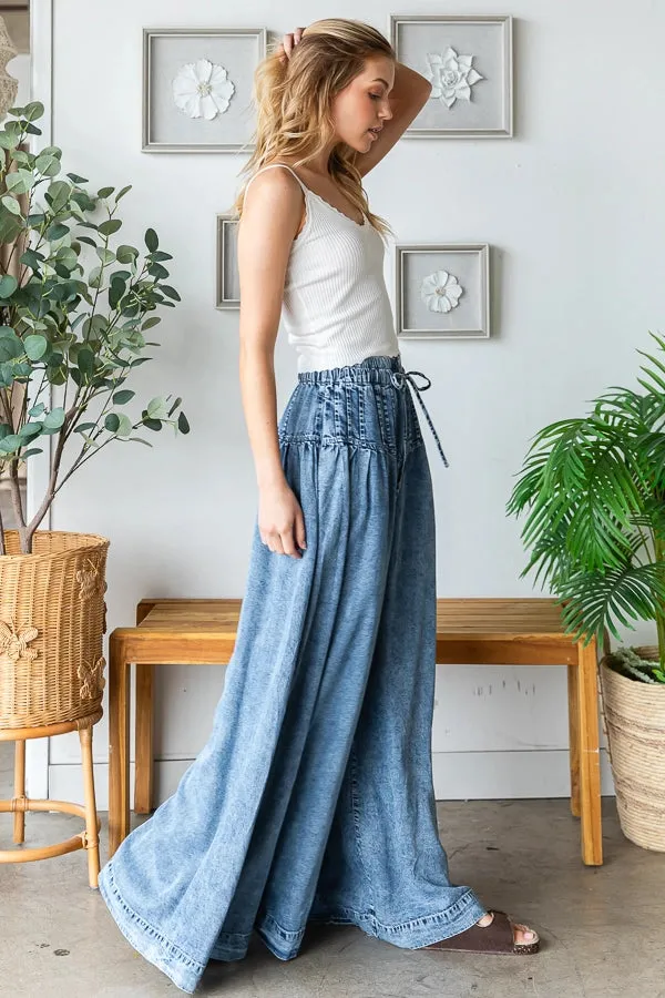 Rowan Washed Pintuck Wide Leg Pants