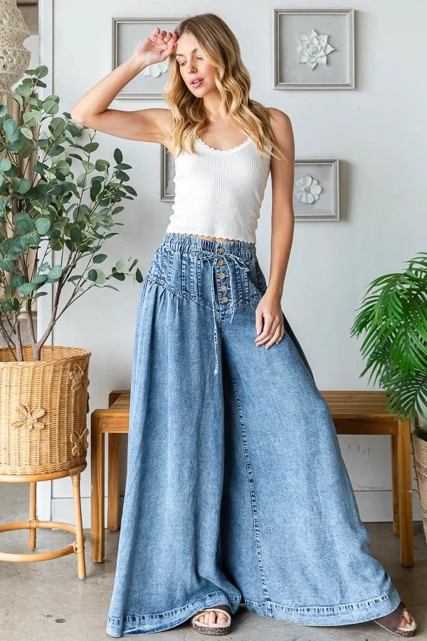 Rowan Washed Pintuck Wide Leg Pants