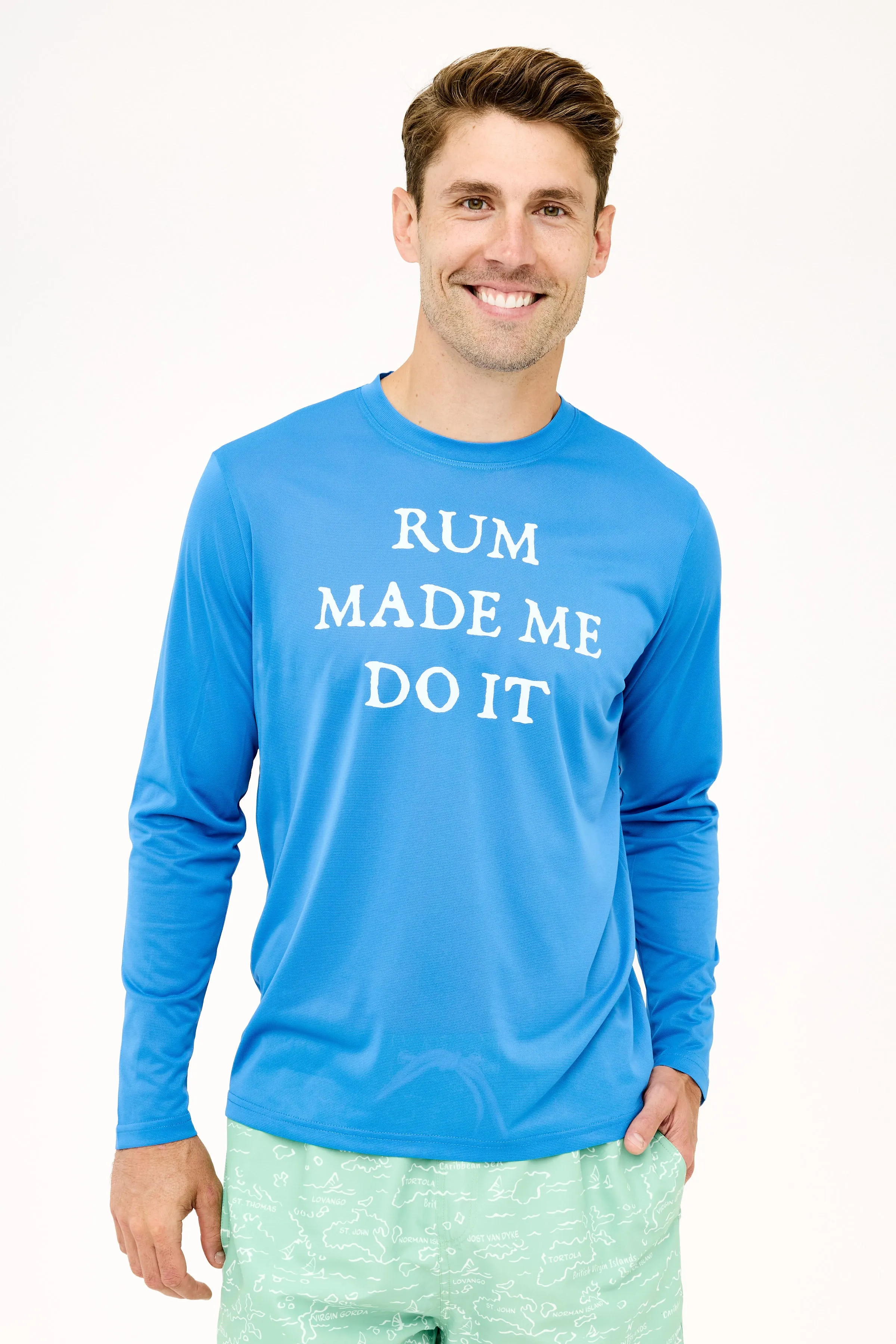 Rum Made Me Do It UPF50 Shirt - Regatta Blue