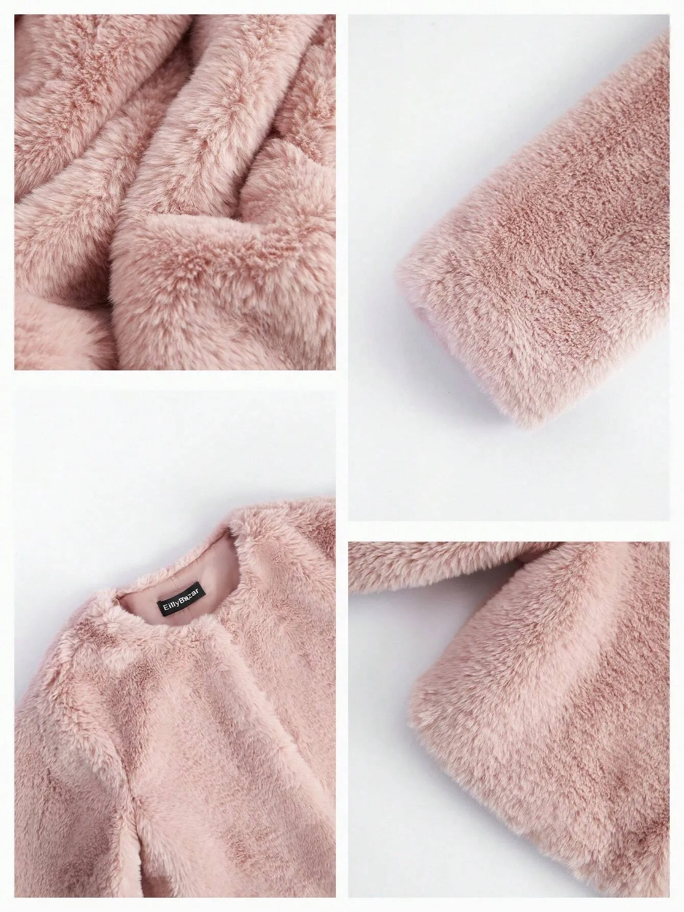 SHEIN Eilly Bazar Solid Fuzzy Coat