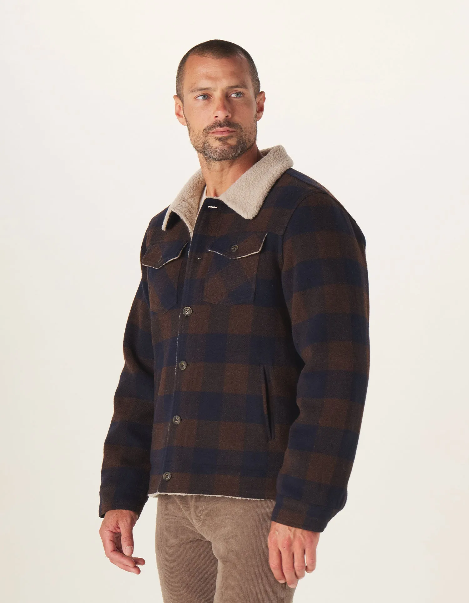 Sherpa Collar Jacket in Brown Buffalo