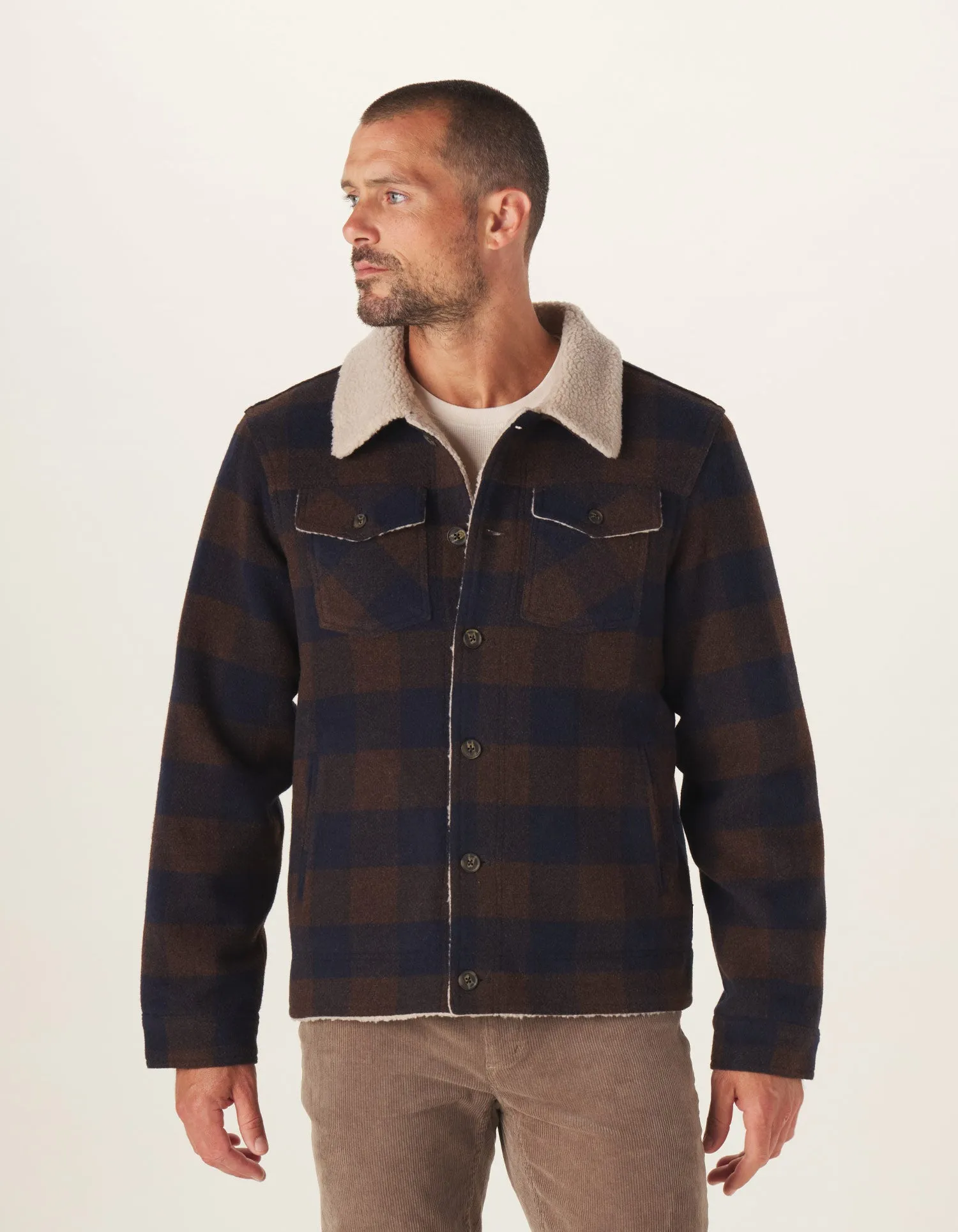 Sherpa Collar Jacket in Brown Buffalo