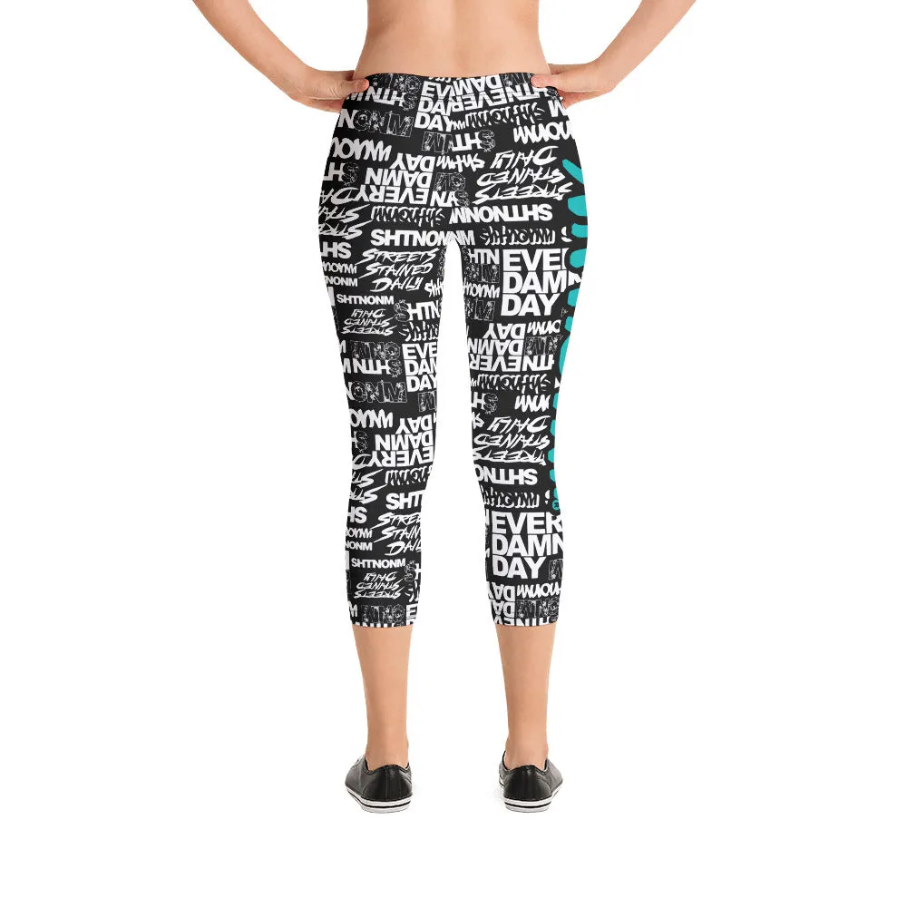 SHTNONM - CAPRI LEGGINGS (BLACK/TIFFANY MINT)