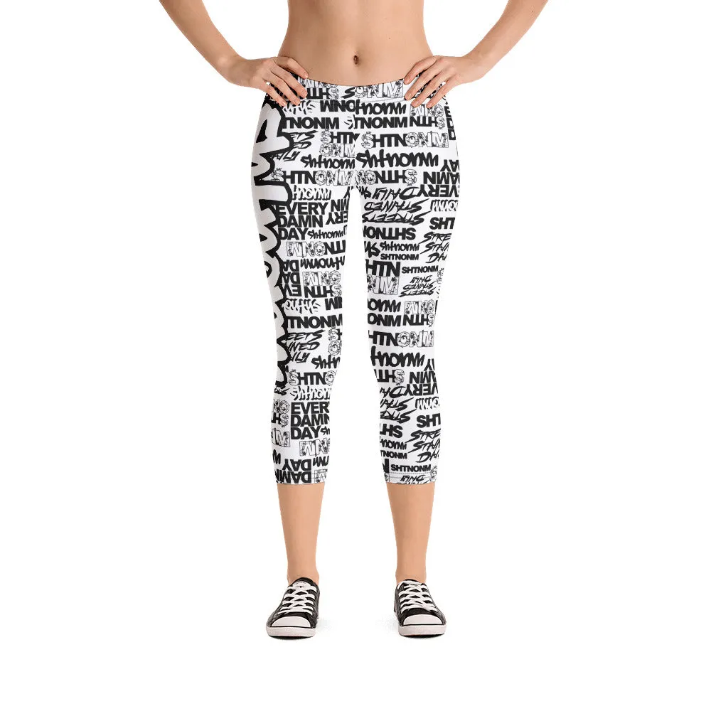 SHTNONM - Capri Leggings (White/Black)