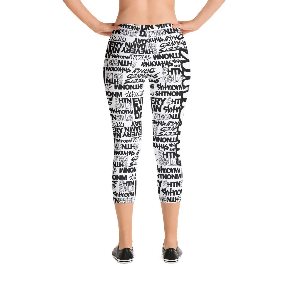 SHTNONM - Capri Leggings (White/Black)