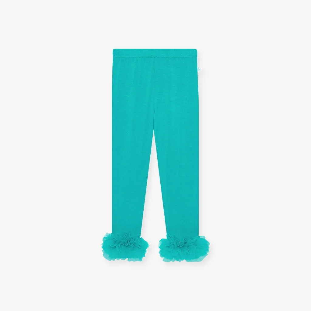 Signature Teal Tulle Ruffled Leggings