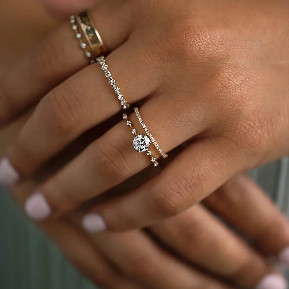 Silver White Crystal Ring