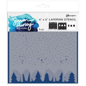 Simon Hurley create. Layering Stencil 6"X6" - Winter Scene Maker