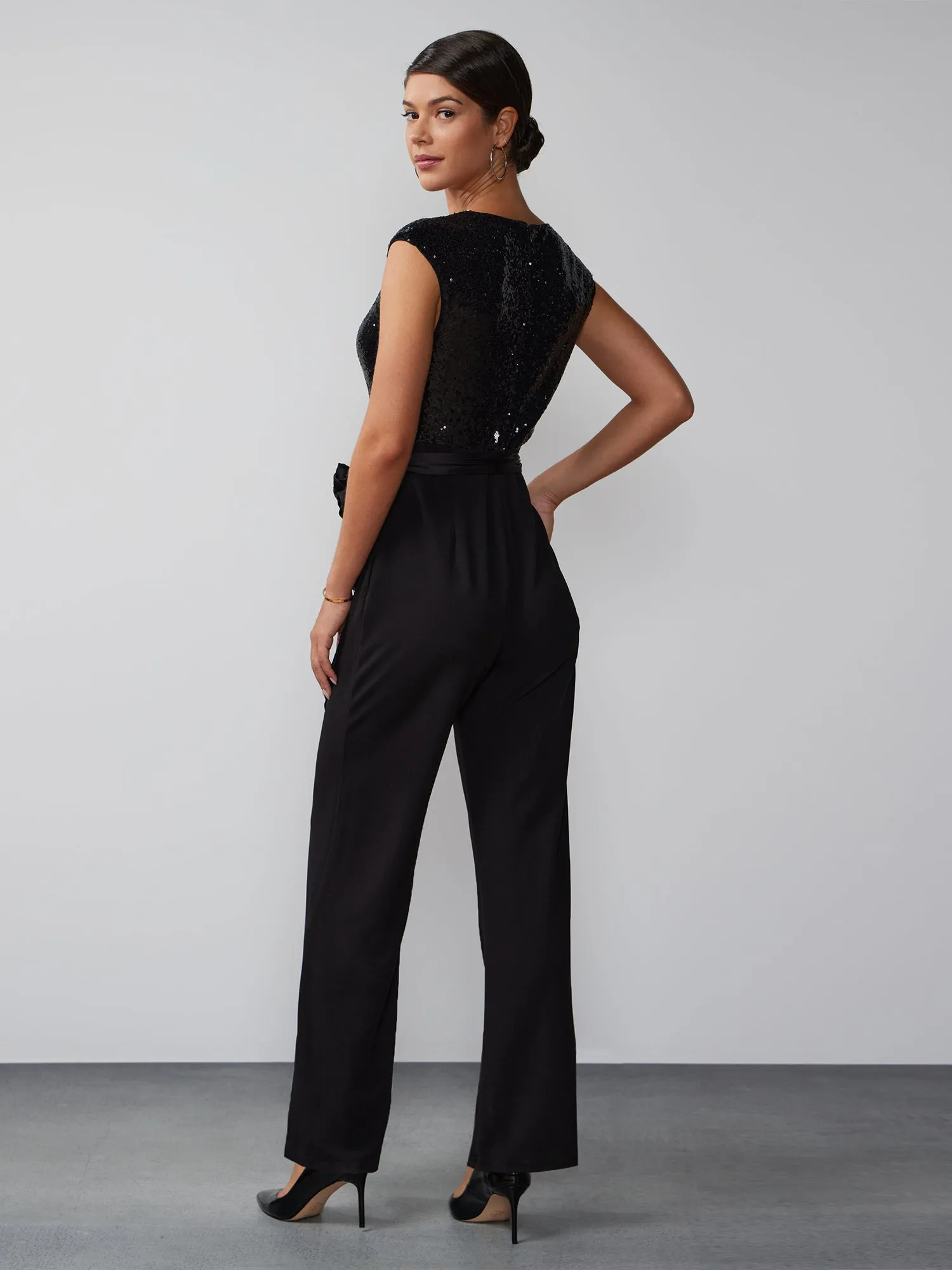 Sleeveless Sequin Twofer Jumpsuit