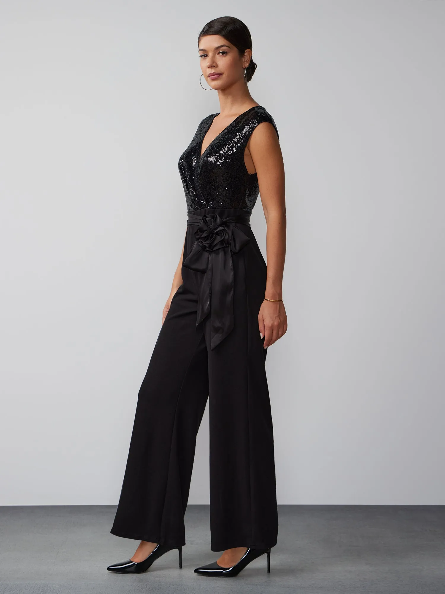 Sleeveless Sequin Twofer Jumpsuit