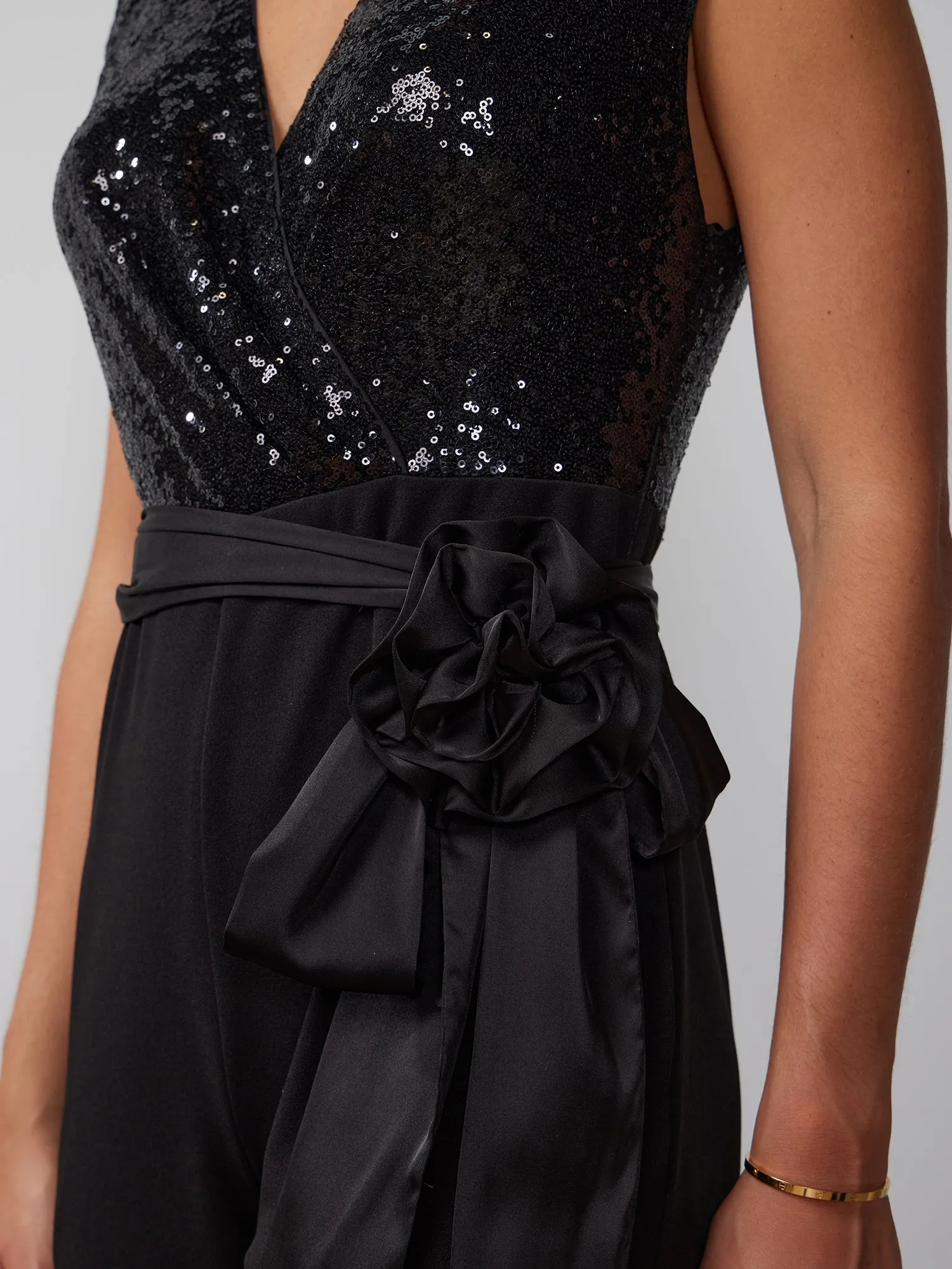 Sleeveless Sequin Twofer Jumpsuit