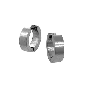 Small Stainless Steel Huggie Earrings - "Flat Round Hoops"