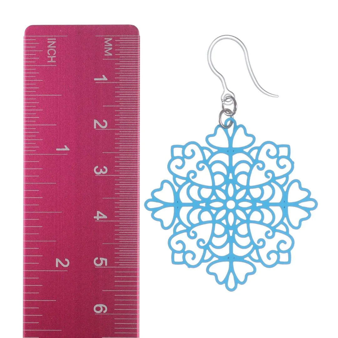 Snowflake Dangles Hypoallergenic Earrings for Sensitive Ears Made with Plastic Posts