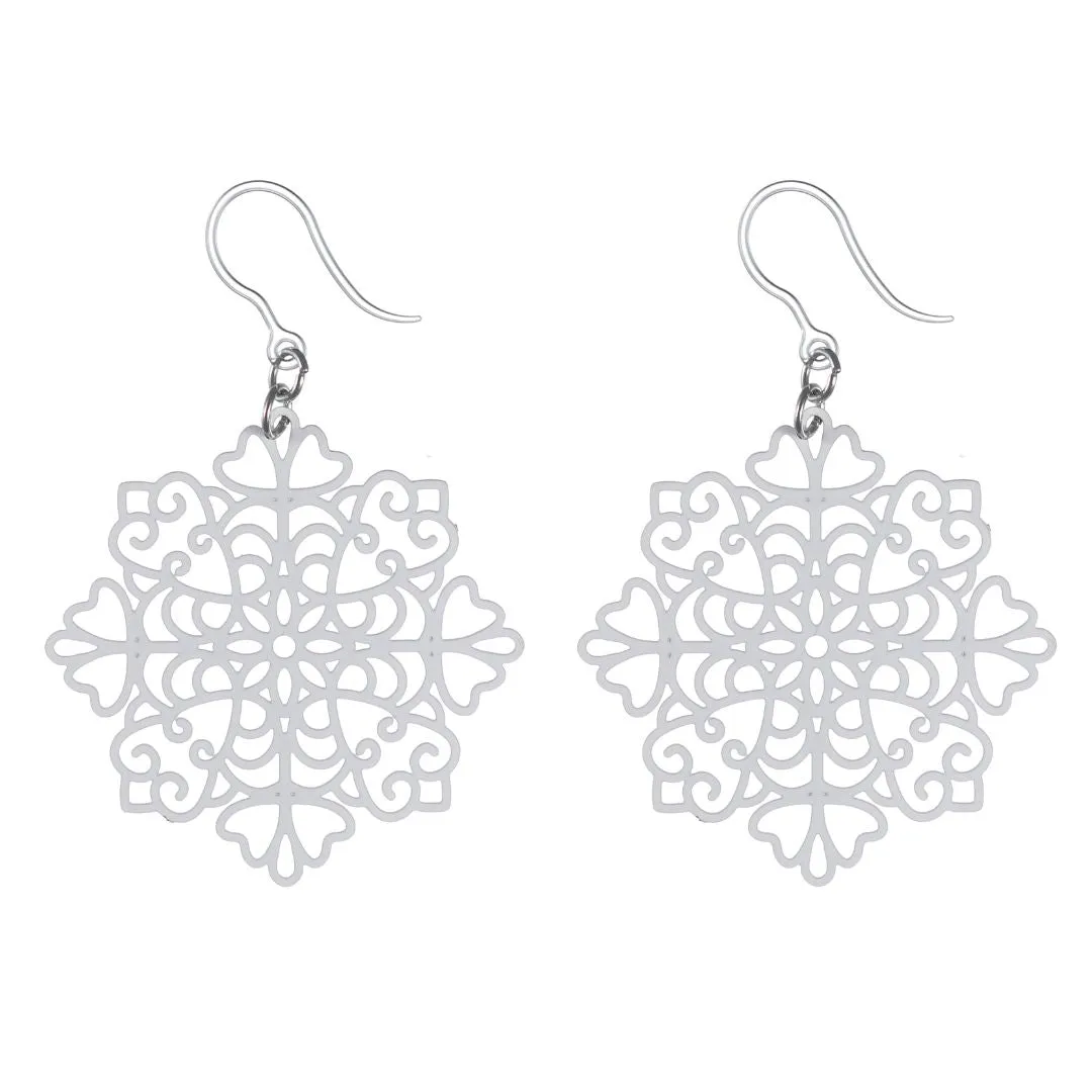 Snowflake Dangles Hypoallergenic Earrings for Sensitive Ears Made with Plastic Posts