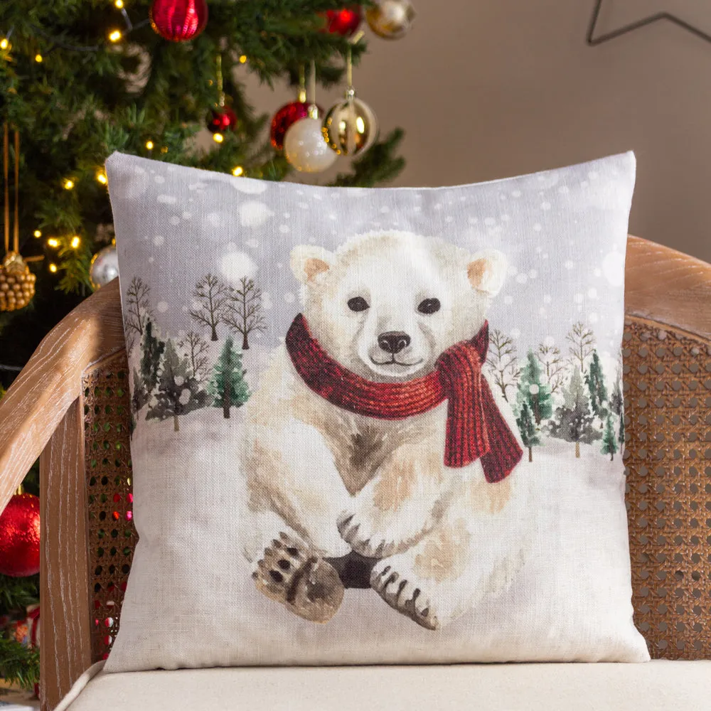 Snowy Polarbear Cushion Cream