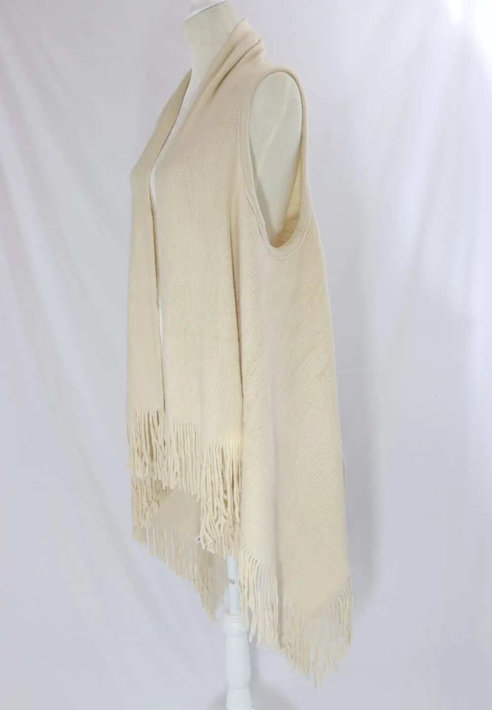 Solid fringe knit vest