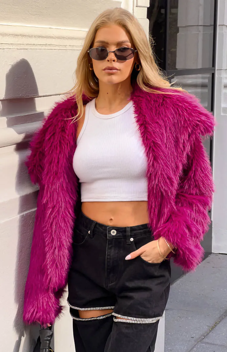 Sophie Purple Faux Fur Jacket