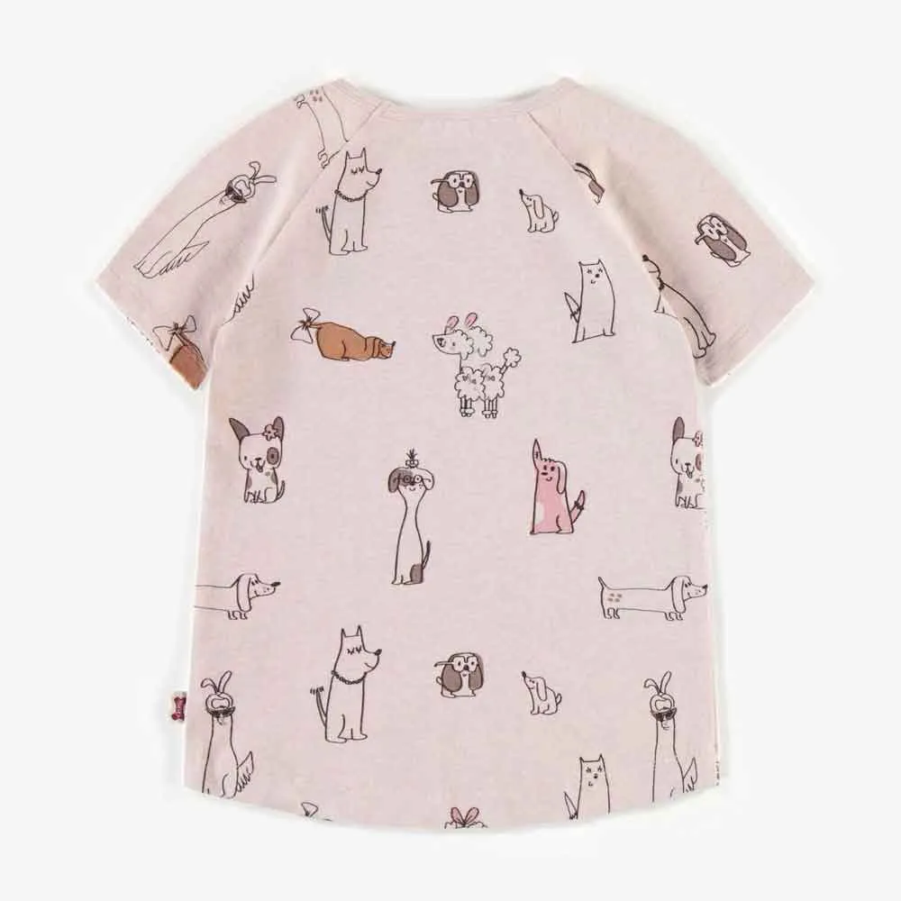 Souris Mini Girls Dogs Pattern T-Shirt - Light Pink