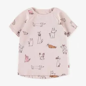 Souris Mini Girls Dogs Pattern T-Shirt - Light Pink