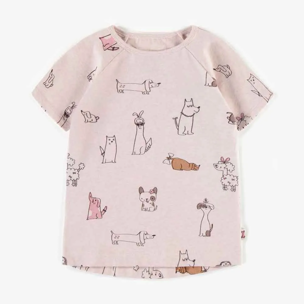 Souris Mini Girls Dogs Pattern T-Shirt - Light Pink