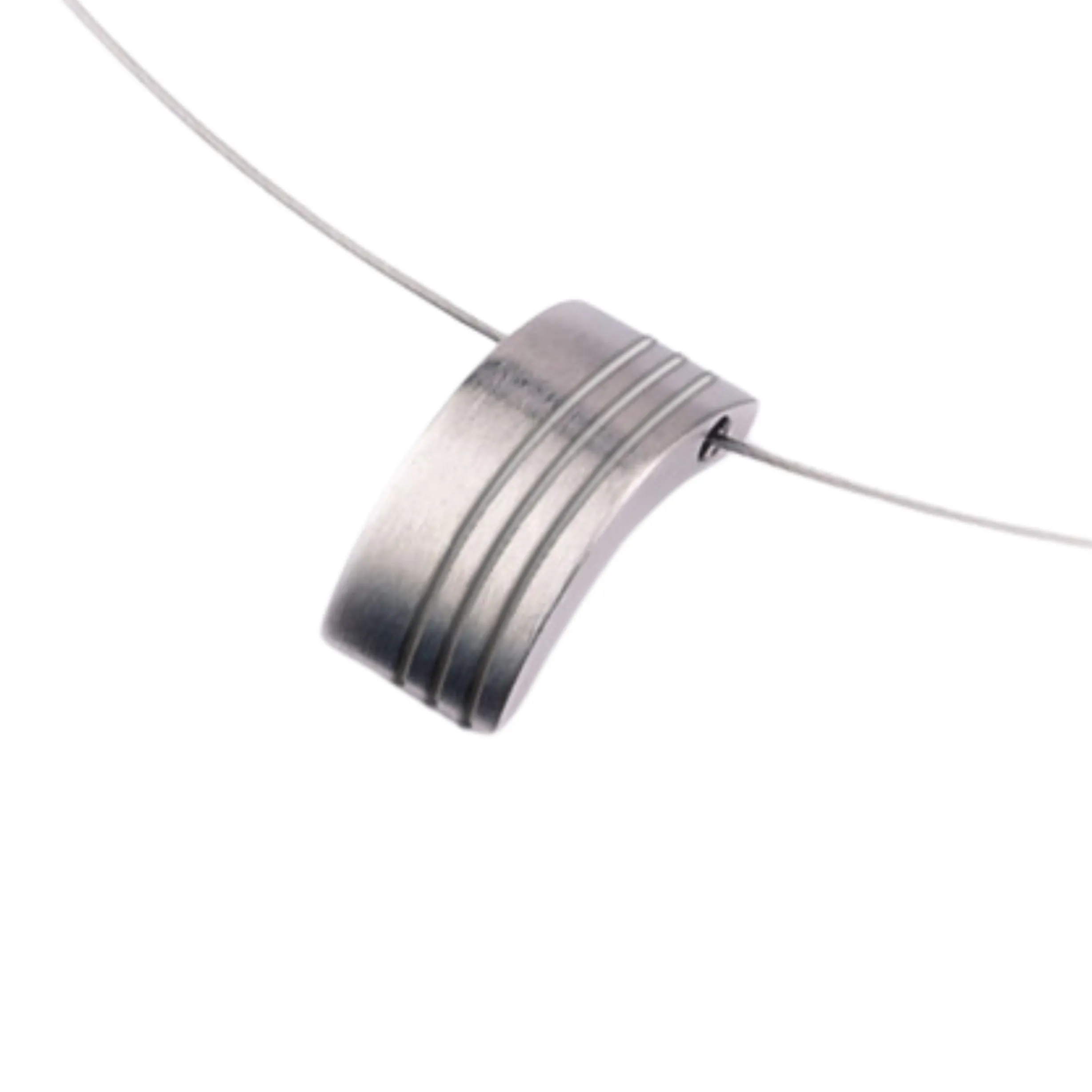 Stainless Steel Pendant - "Wide Semi-Curve With Grooves"