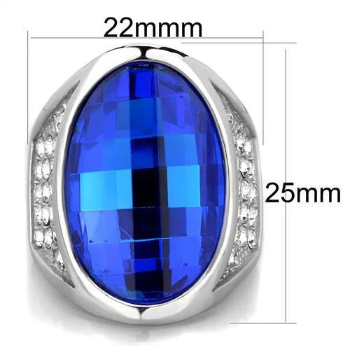 Stainless Steel Ring Synthetic Capri Blue TK1778 for Women Style High