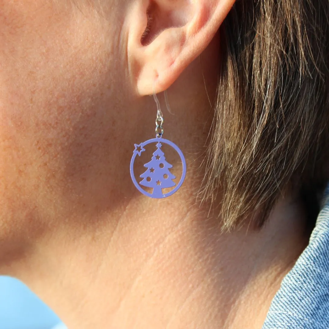 Star Christmas Tree Dangles Hypoallergenic Earrings for Sensitive Ears Made with Plastic Posts