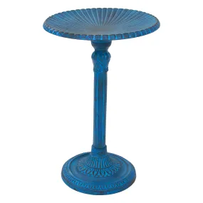 Sunnydaze Art Deco Sunburst Metal Bird Bath - Blue Patina - 14"