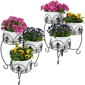 Sunnydaze French Lily Design 3-Tiered Plant Stand - Set of Two