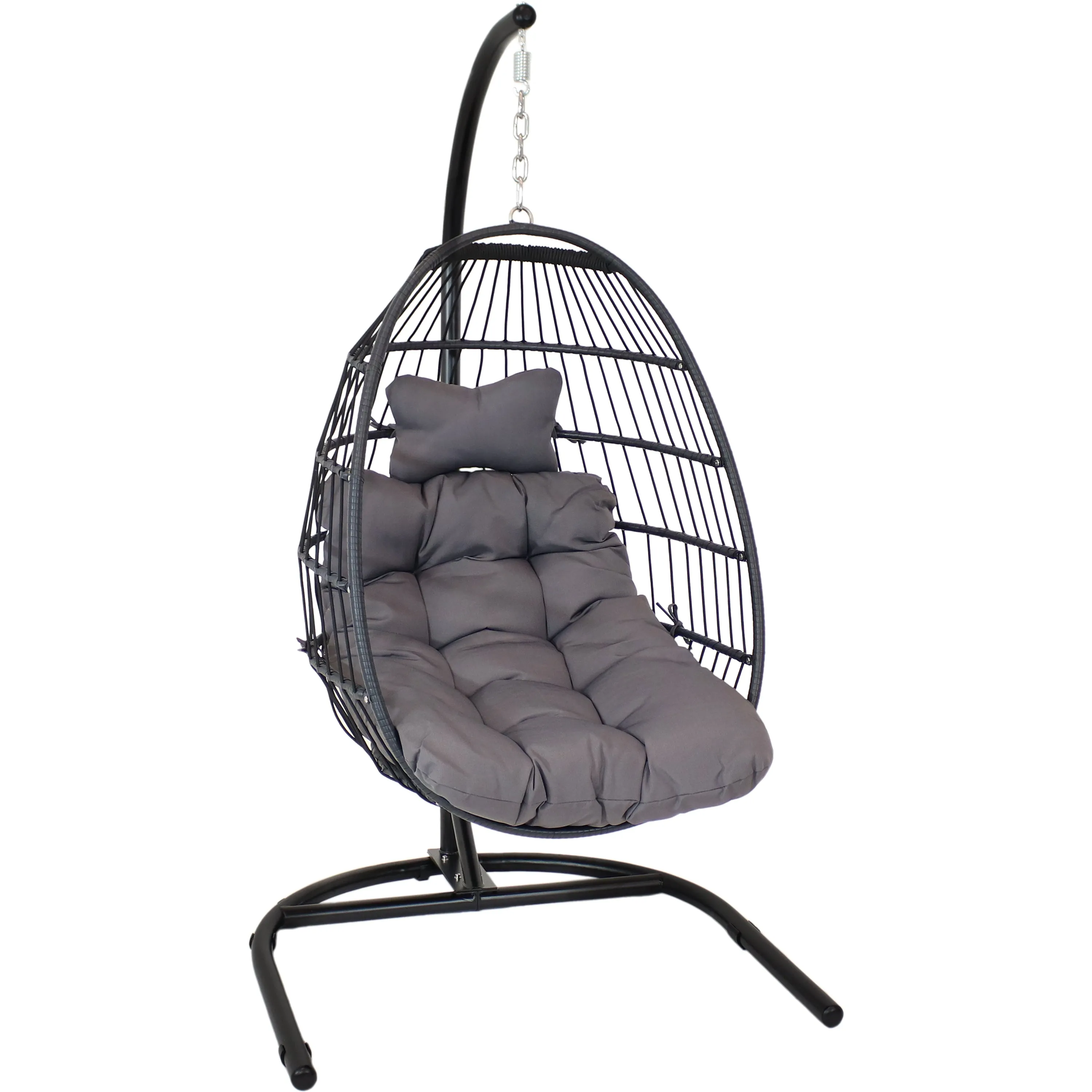 Sunnydaze Julia Outdoor Hanging Egg Chair with Stand and Cushion