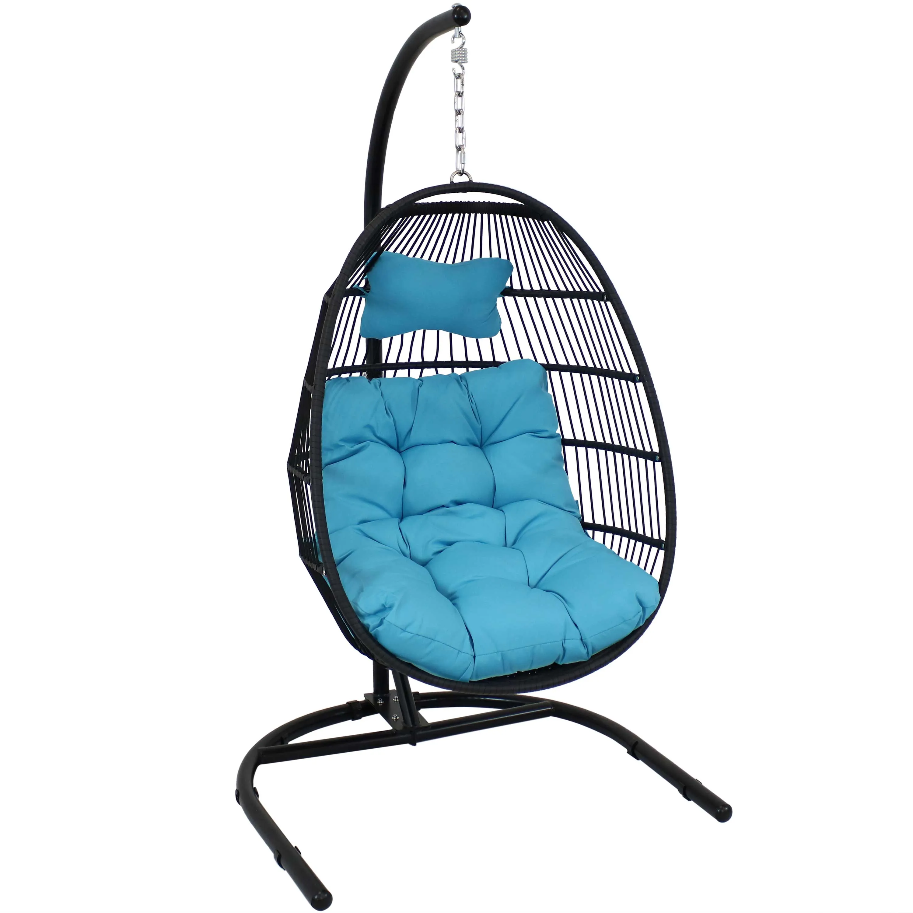 Sunnydaze Julia Outdoor Hanging Egg Chair with Stand and Cushion