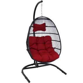 Sunnydaze Julia Outdoor Hanging Egg Chair with Stand and Cushion