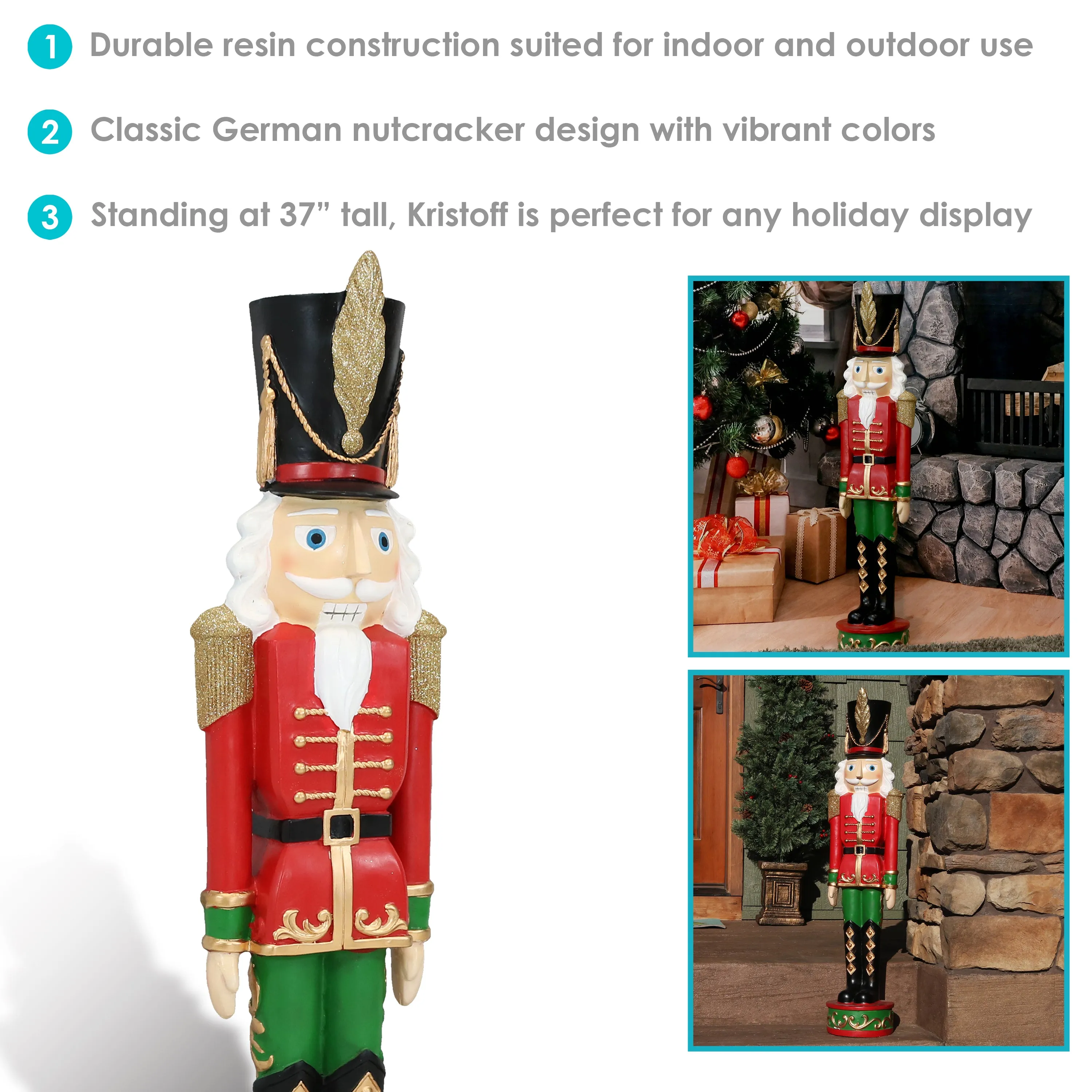 Sunnydaze Kristoff the Nutcracker Soldier Christmas Decor