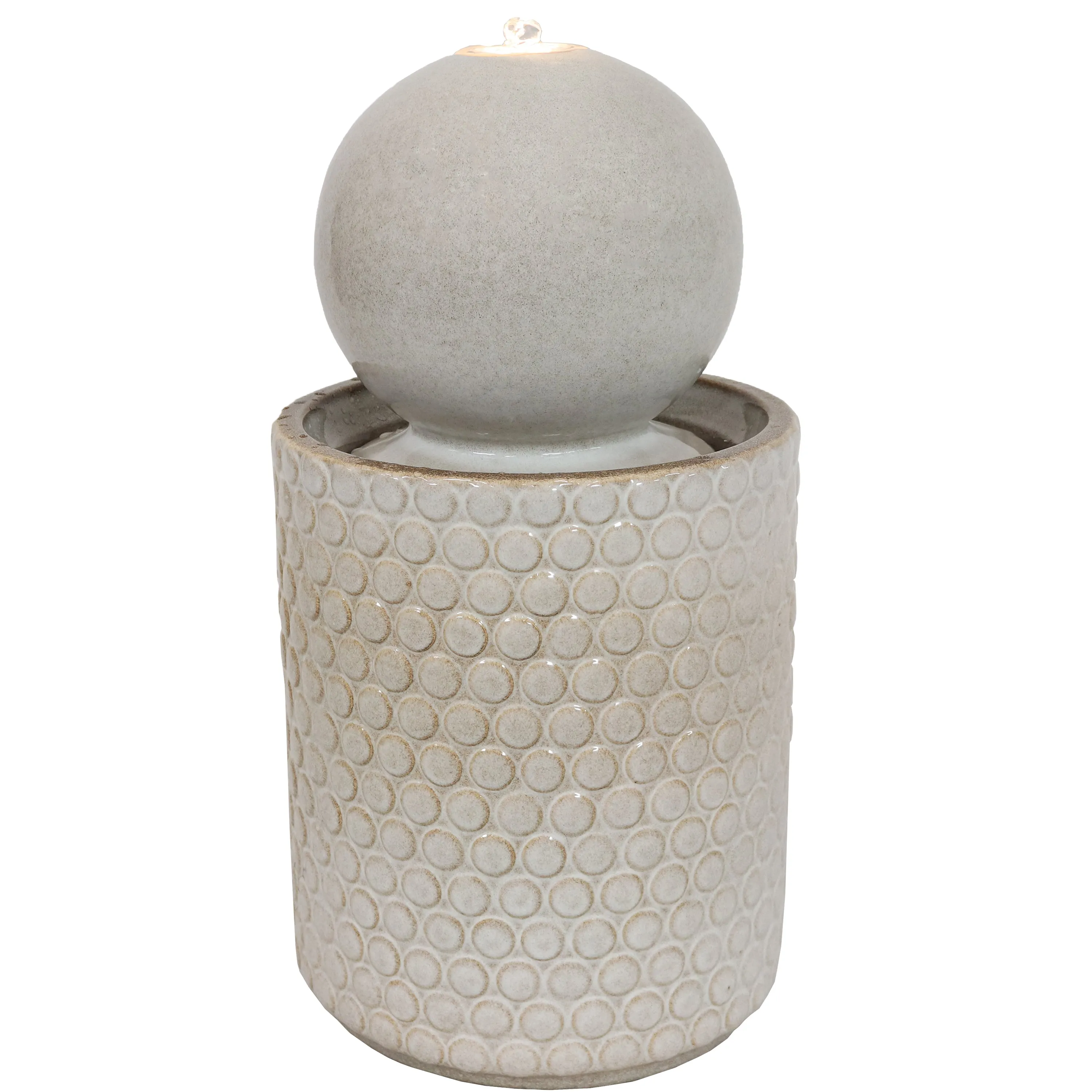 Sunnydaze Modern Orb on Circle-Pattern Base Ceramic Fountain - 23.5"