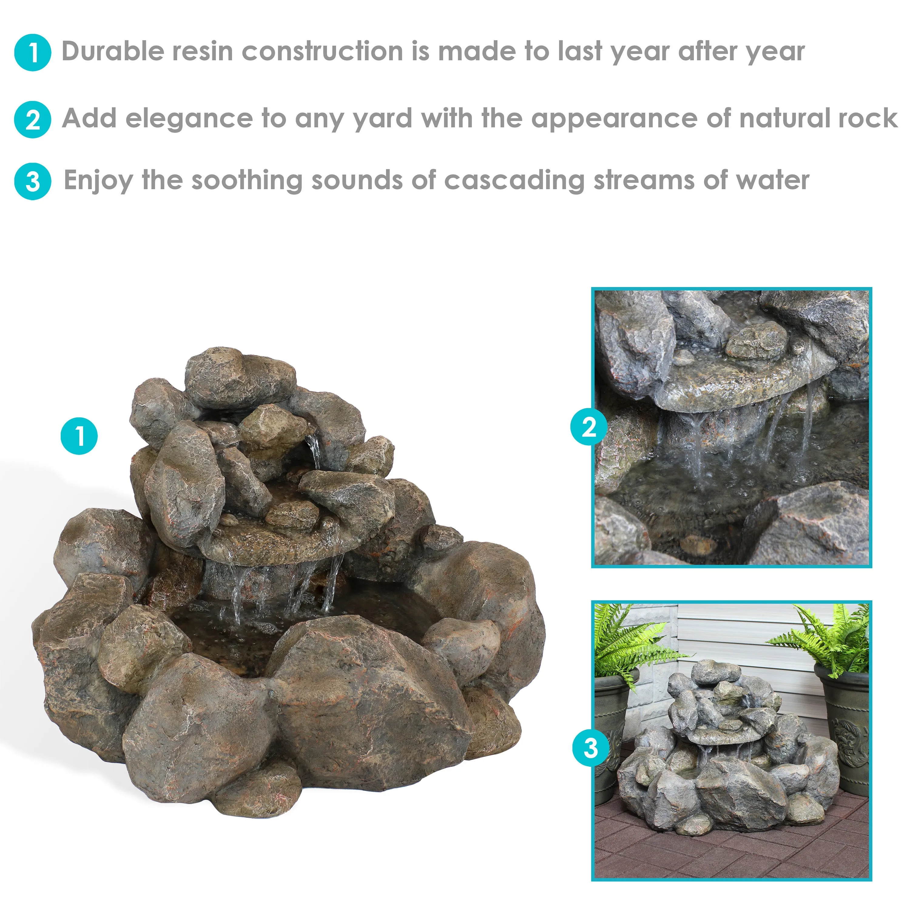 Sunnydaze Rocky Ravine Outdoor Water Fountain - 18"