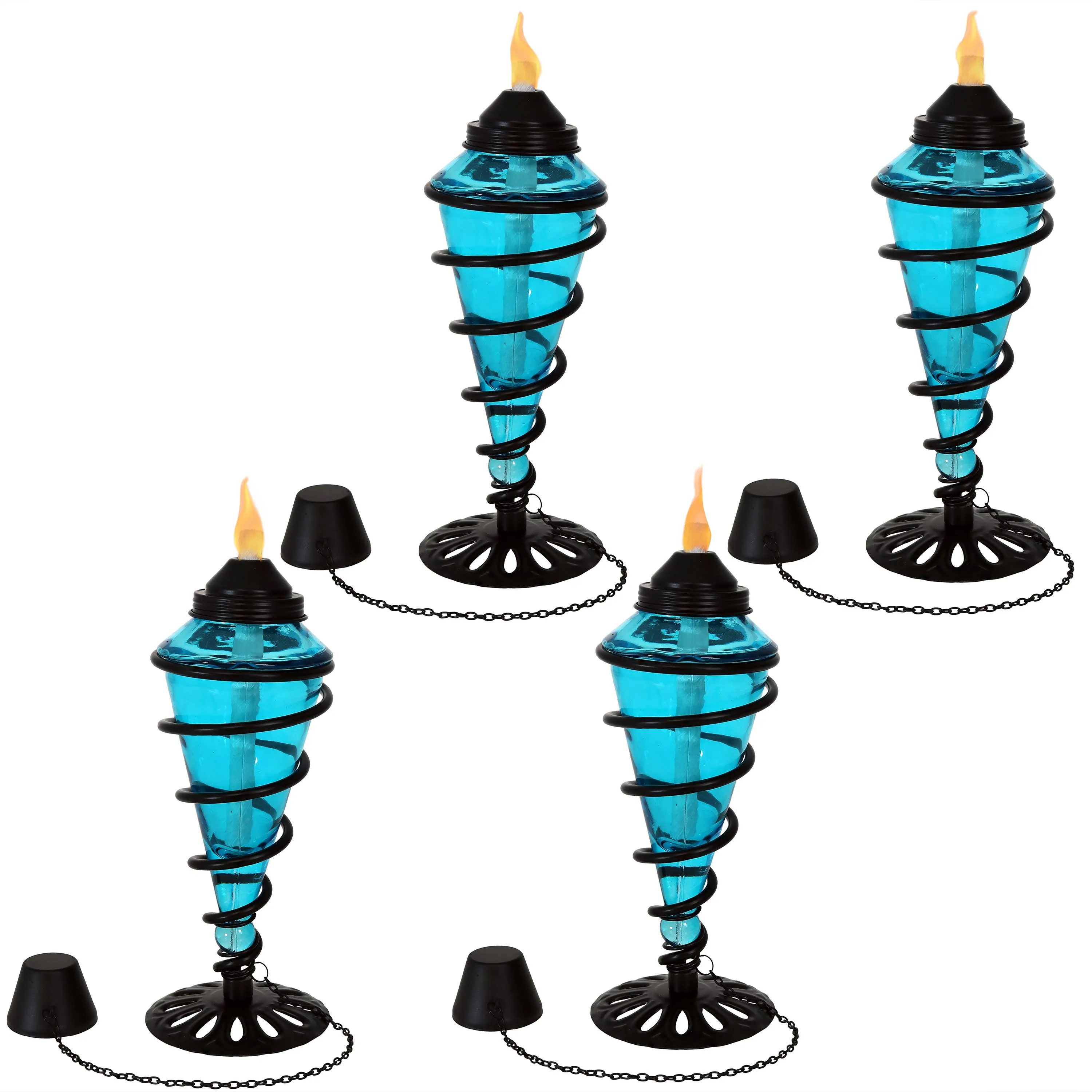 Sunnydaze Swirling Metal with Glass Outdoor Tabletop Torches