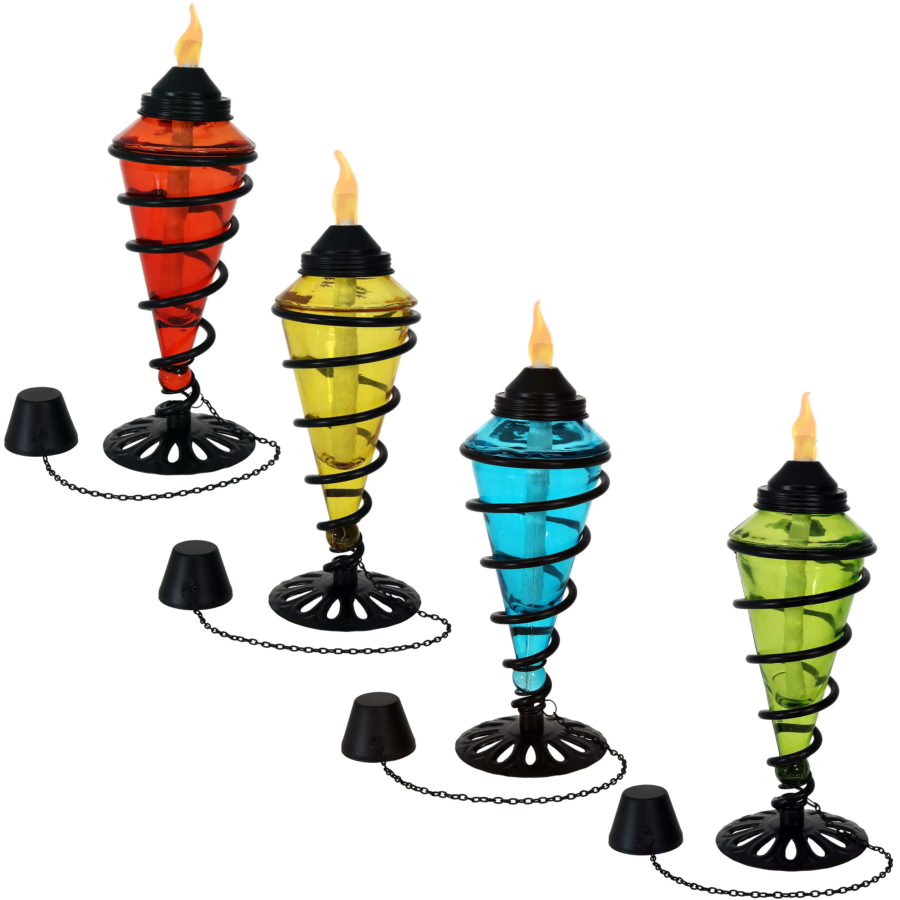 Sunnydaze Swirling Metal with Glass Outdoor Tabletop Torches