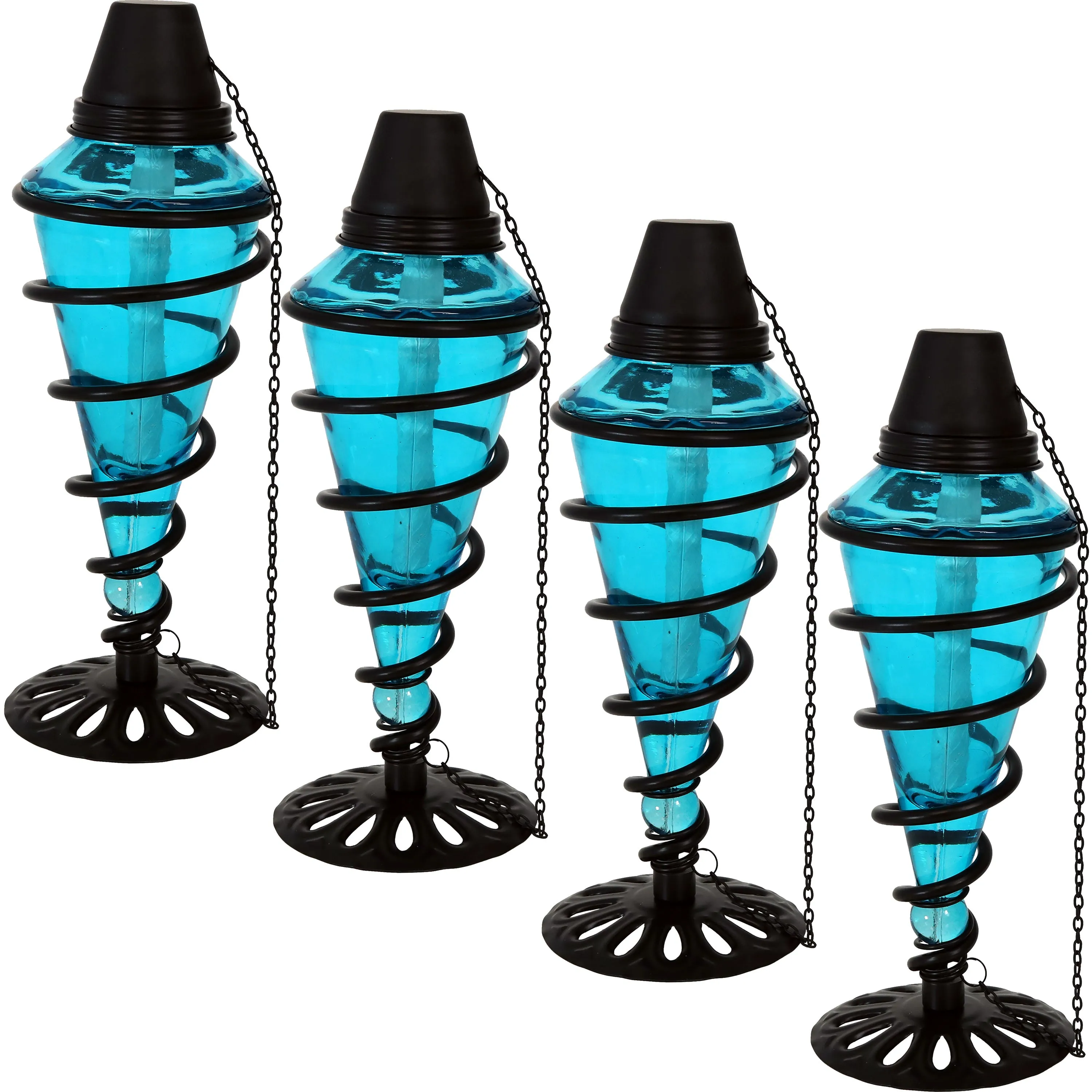 Sunnydaze Swirling Metal with Glass Outdoor Tabletop Torches