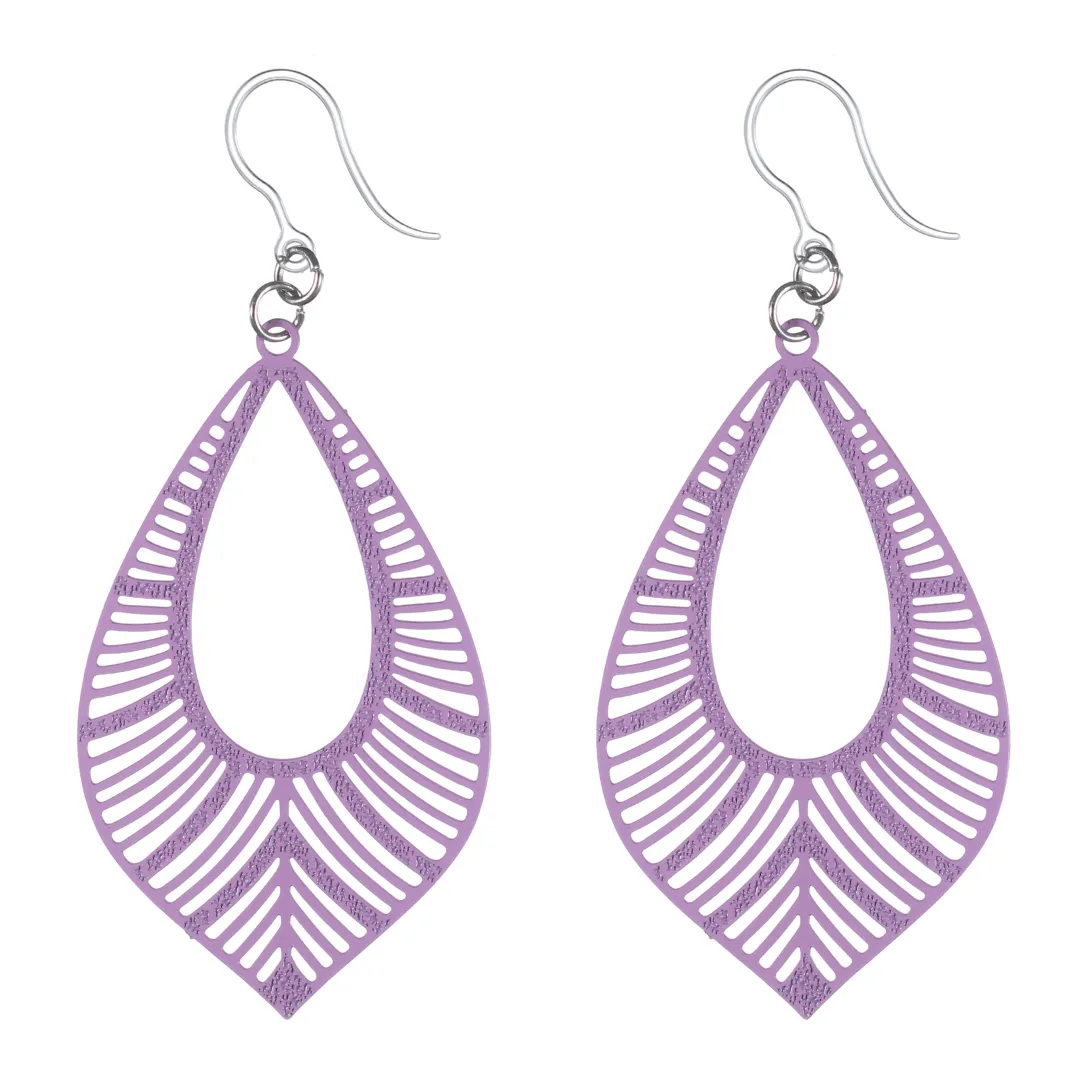 Textured Bird Feather Dangles Hypoallergenic Earrings for Sensitive Ears Made with Plastic Posts