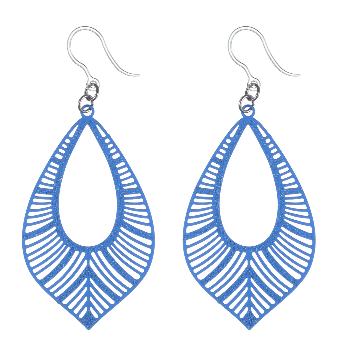 Textured Bird Feather Dangles Hypoallergenic Earrings for Sensitive Ears Made with Plastic Posts