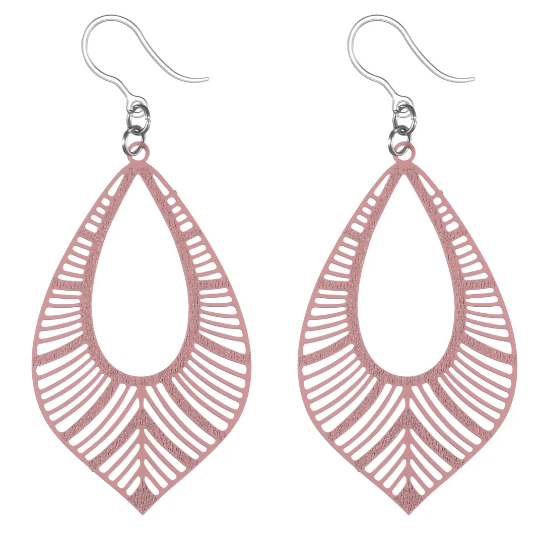 Textured Bird Feather Dangles Hypoallergenic Earrings for Sensitive Ears Made with Plastic Posts