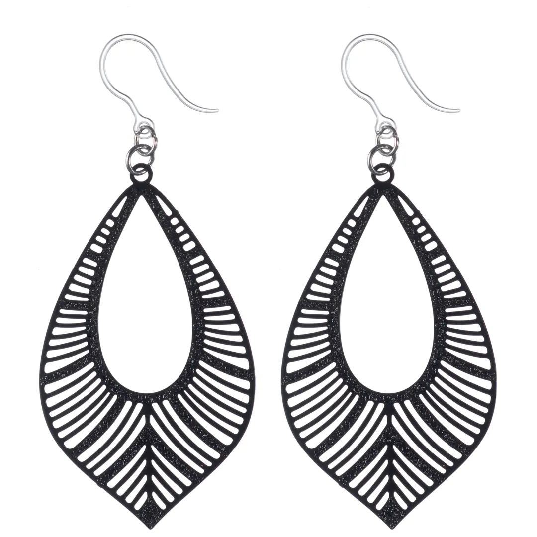 Textured Bird Feather Dangles Hypoallergenic Earrings for Sensitive Ears Made with Plastic Posts