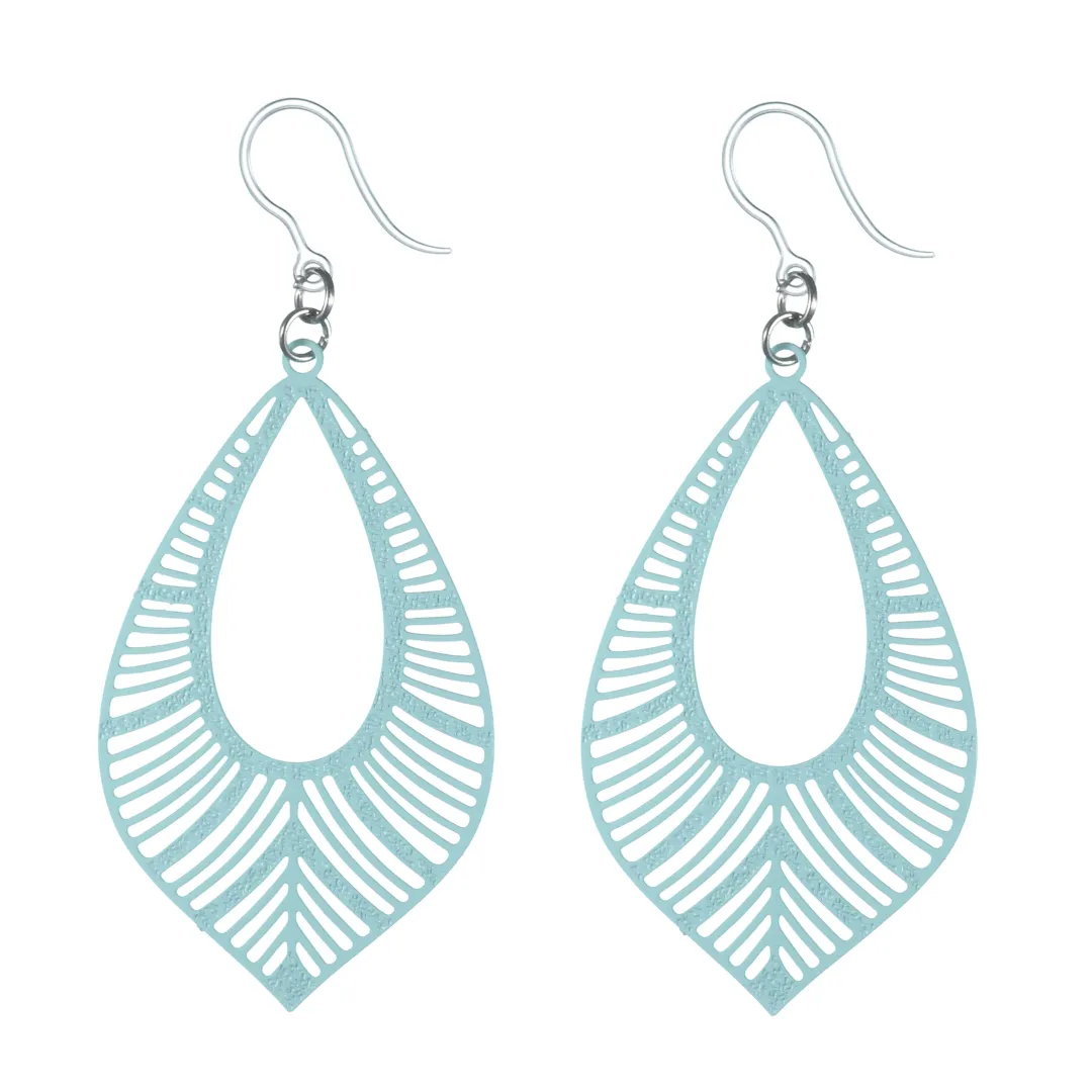 Textured Bird Feather Dangles Hypoallergenic Earrings for Sensitive Ears Made with Plastic Posts