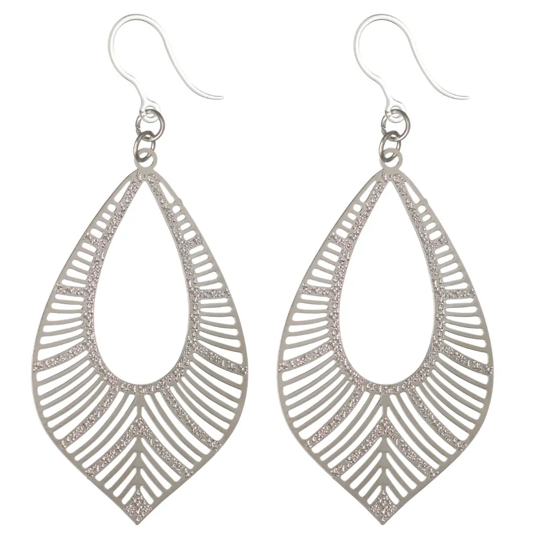 Textured Bird Feather Dangles Hypoallergenic Earrings for Sensitive Ears Made with Plastic Posts