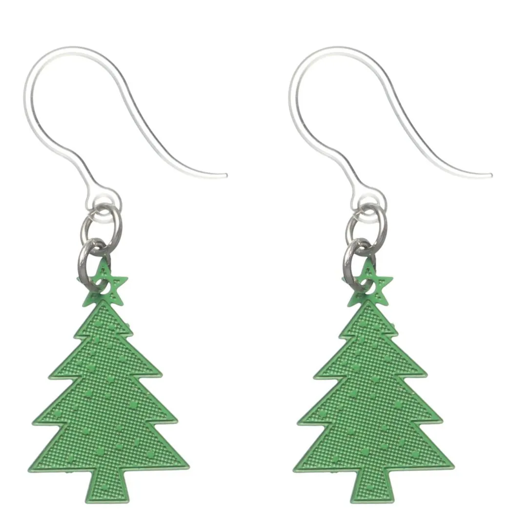 Tiny Christmas Tree Dangles Hypoallergenic Earrings for Sensitive Ears Made with Plastic Posts