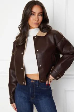 Torri Dark Chocolate Vegan Leather Jacket