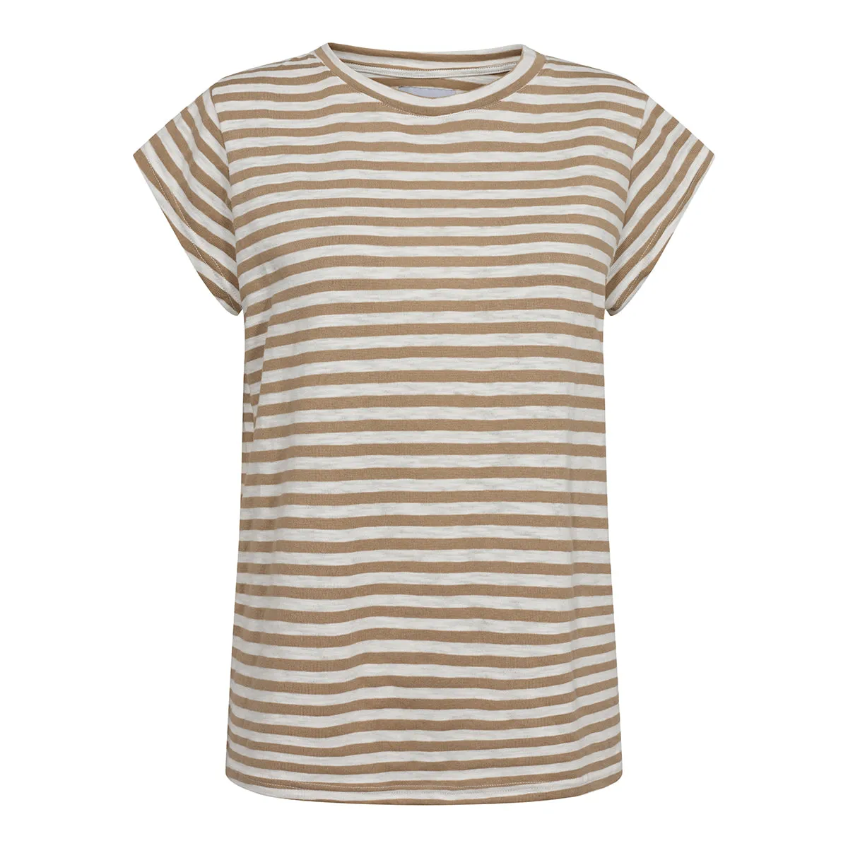 Ulla stripe t-shirt light brown white stripe