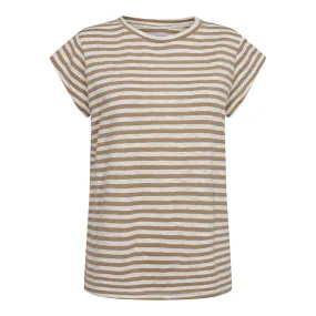 Ulla stripe t-shirt light brown white stripe